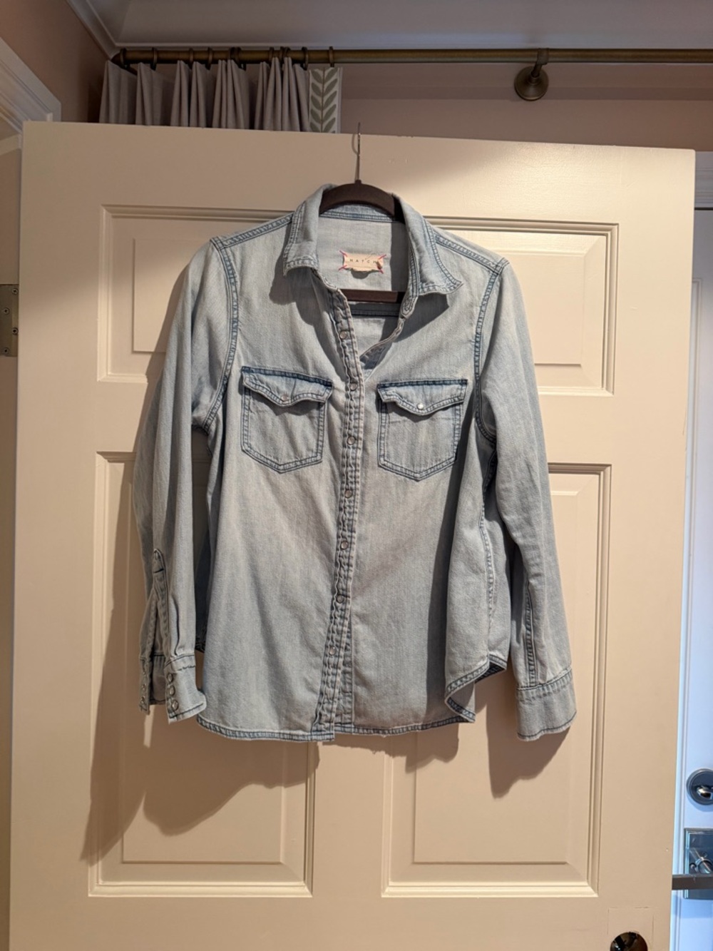 Hatch Light Blue Denim Snap-Front Shirt